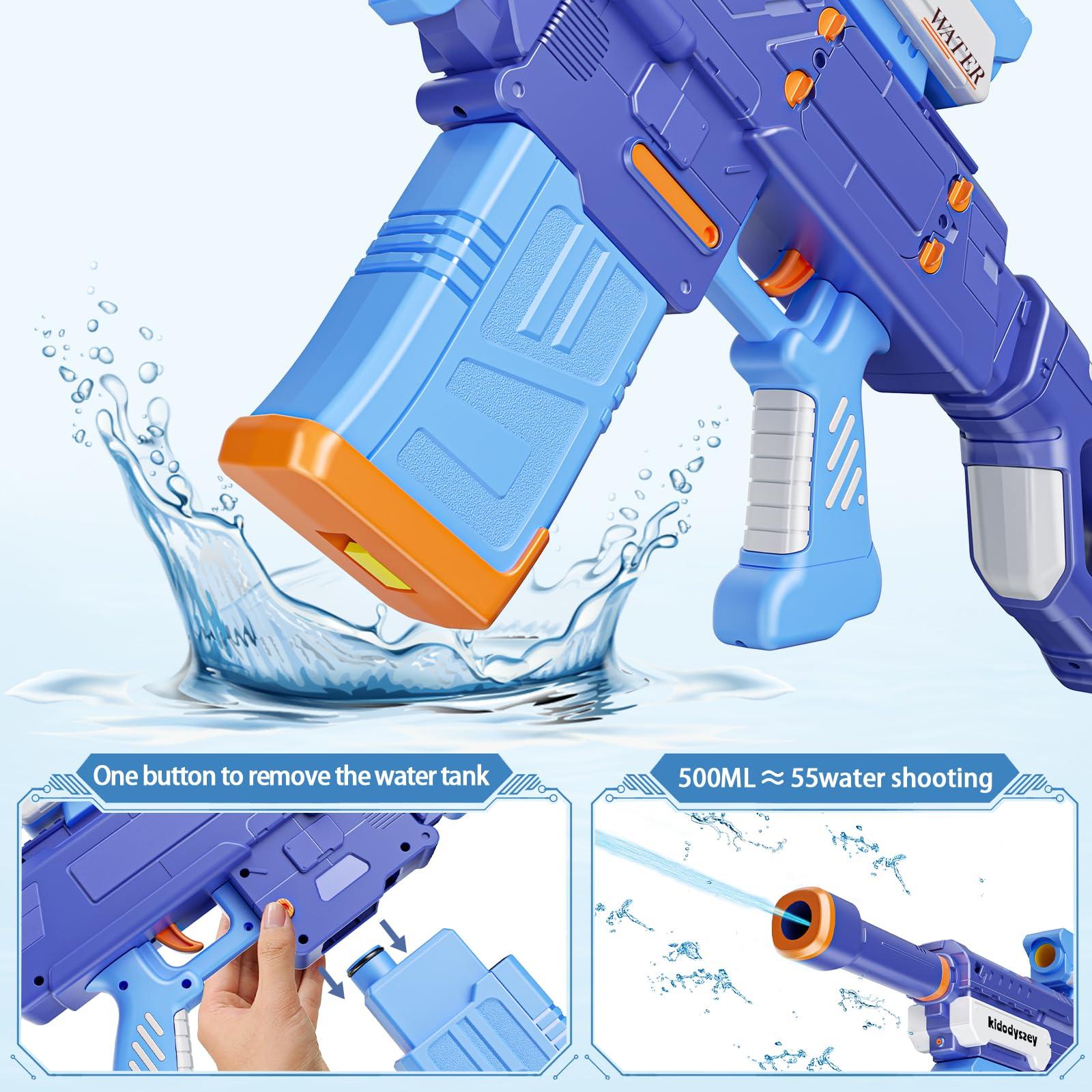 Kid Odyssey Electric Water Gun, Rechargeable Water Squirt Blaster for Adults Kids with 500ML Capacity/Unlimited Water Supply with Hose, Long Shooting Range Up 32ft, Ideal for Outdoor Beach Pool 2