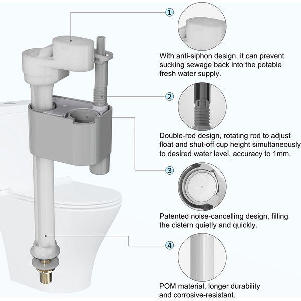 R&T A1370 G1/2" Toilet Inlet Valve Quiet and Quick Fill Water Saving Toilet Repair Kit 2