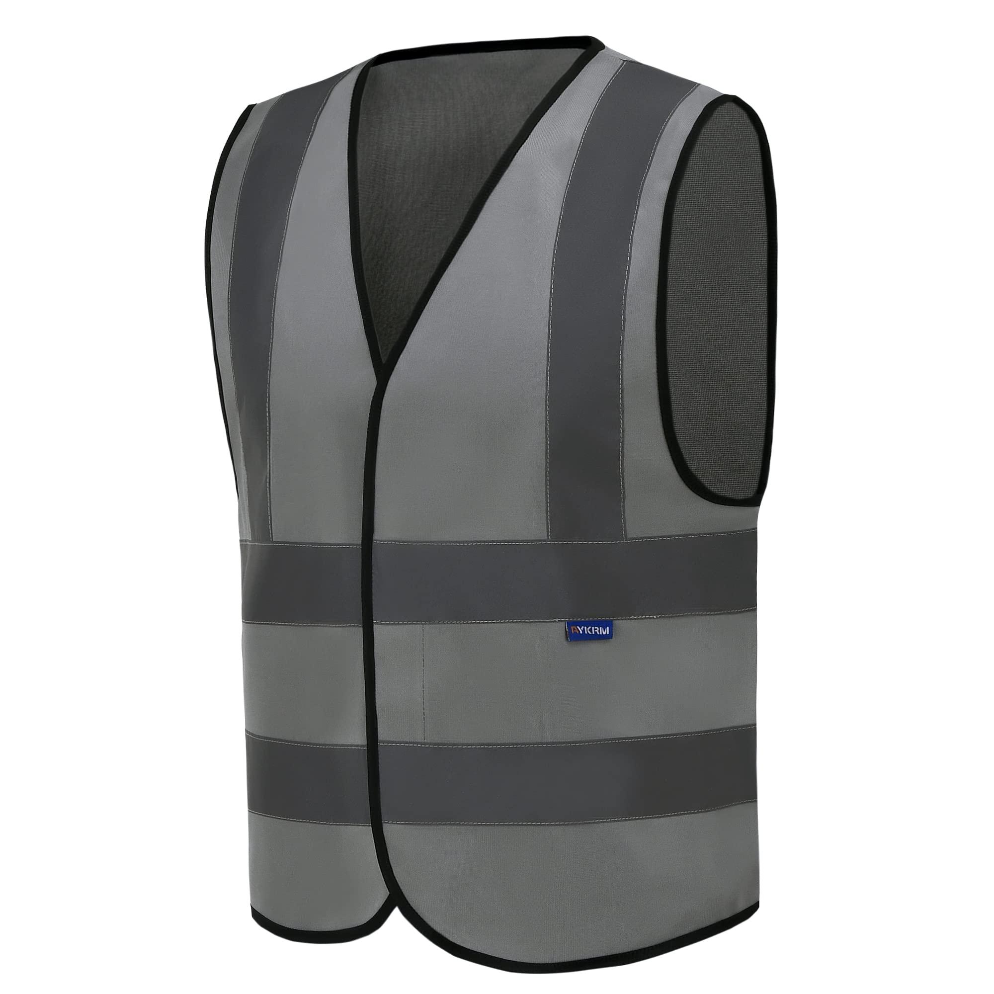 AYKRM 4XL 5XL GREY HI VIS VEST high vis Reflective Safety Vest High Visibility hi viz vis Executive Waistcoat 1