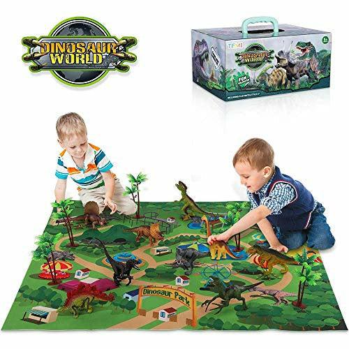 TEMI 9 Pack Dinosaur Toys with Play Mat & Trees for Boys, Educational Realistic Jurassic Playset to Create a Dino World Including T-Rex, Triceratops for Kids, Boys & Girls 3 4 5 6+ Years 0