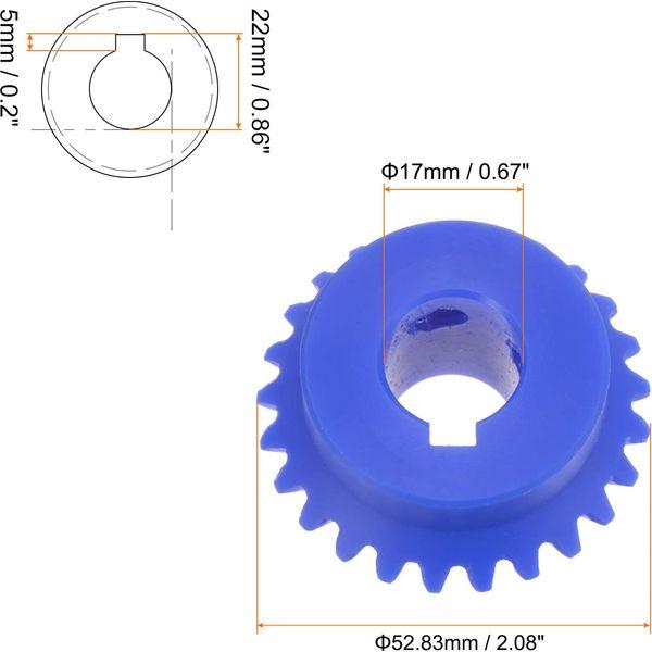 sourcing map 2.0 Modulus 25 Teeth 17mm Inner Hole Plastic Tapered Bevel Gear with Keyway 2
