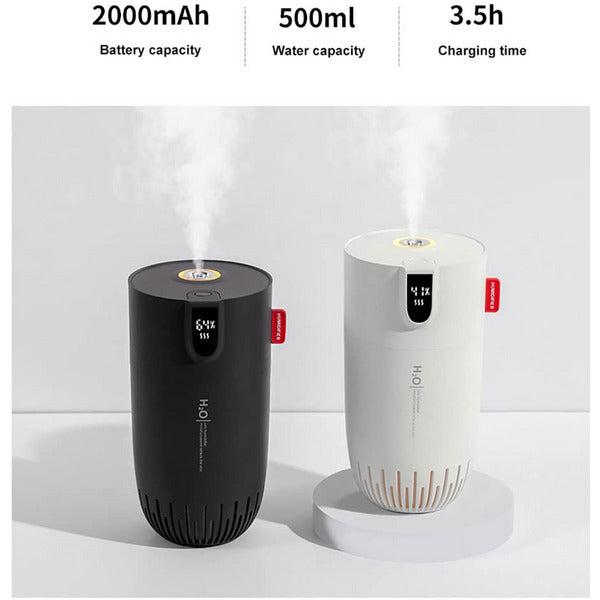 Fashome 2022 Portable Small Humidifier,Cool Mist Air Humidifier with LCD Digital Display,Whisper Quiet USB Cordless Humidifiers,Waterless Auto-Off,500ml,Humidifier for Home,Bedroom,Office,Car(White) 4