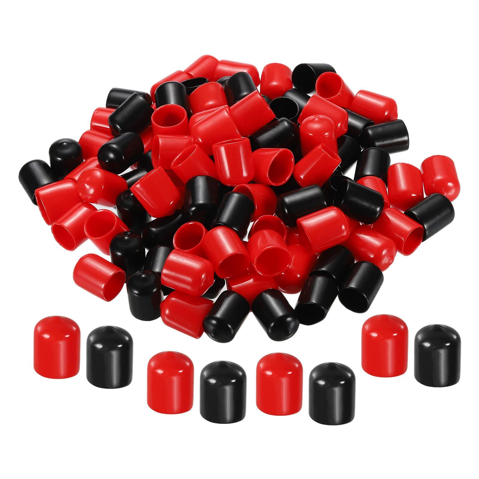 sourcing map 100pcs Rubber End Caps Cover Assortment 15mm PVC Vinyl Screw Thread Protector for Screw Bolt Black Red