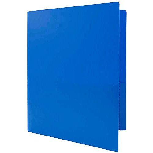 JAM PAPER Heavy Duty Plastic 2 Pocket School Folders - Blue - 6/Pack 4