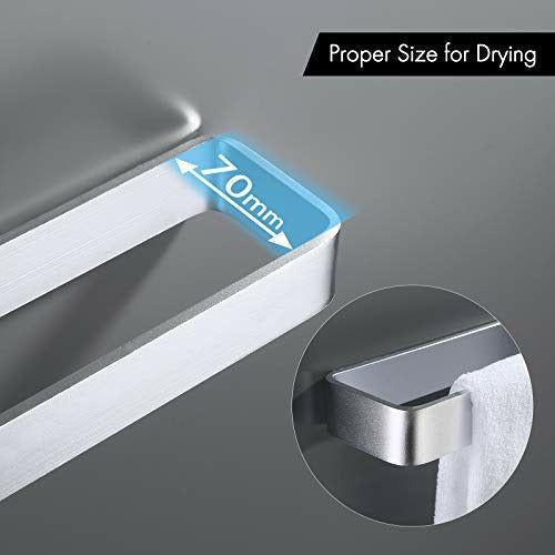 KES Self Adhesive Towel Rail 60CM Stick on Towel Holder for Bathroom Contemporary Style Towel Ring Wall Mounted Aluminum Silver, BTH402S60 4