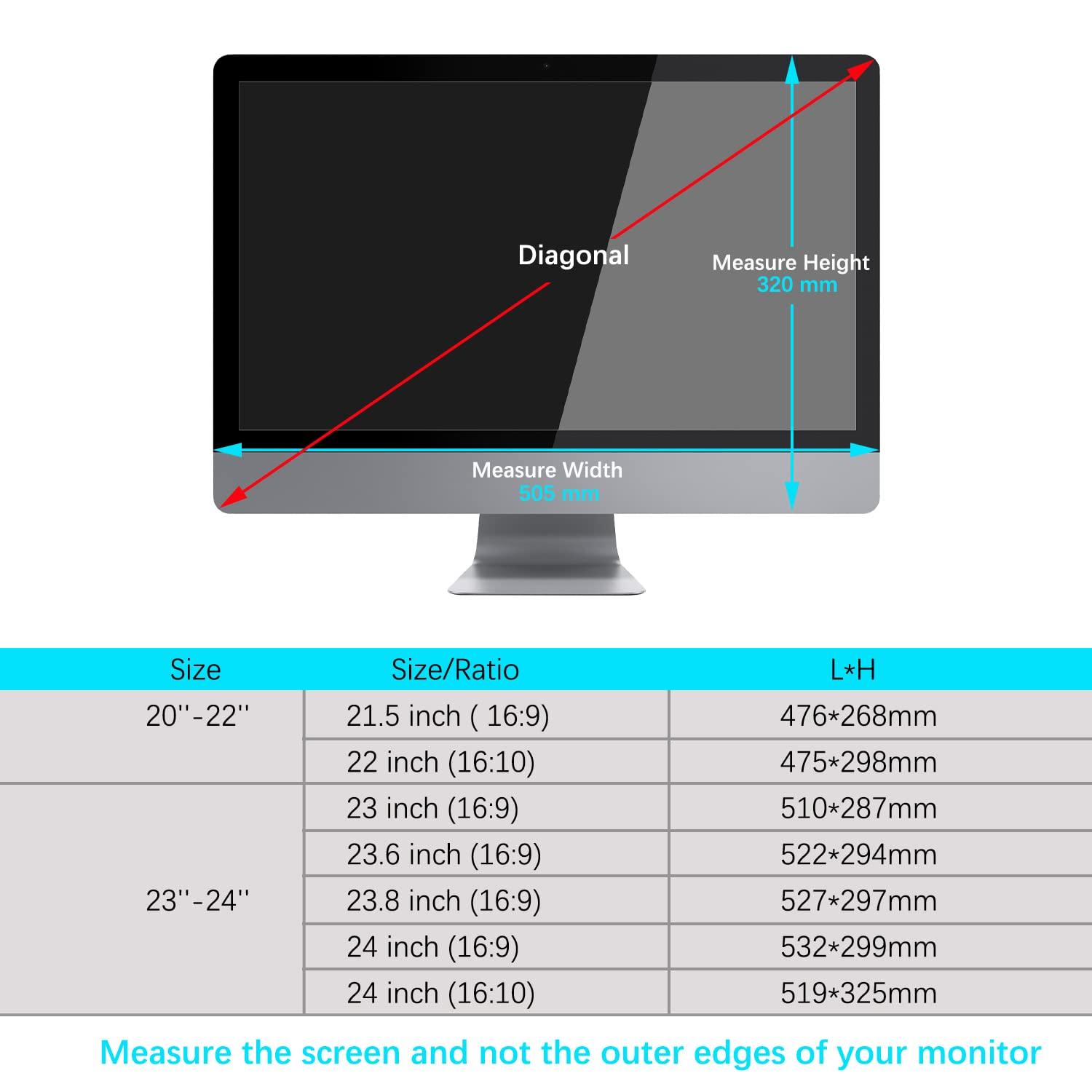 AiMok Removable 20'', 21.5'', 22'' 16:9/16:10 Inch Premium Anti Blue Light Filter [Hanging Type], Eye Protection Blue Light Blocking Screen Protector for Monitor and PC Computer for 20-22 inch 4