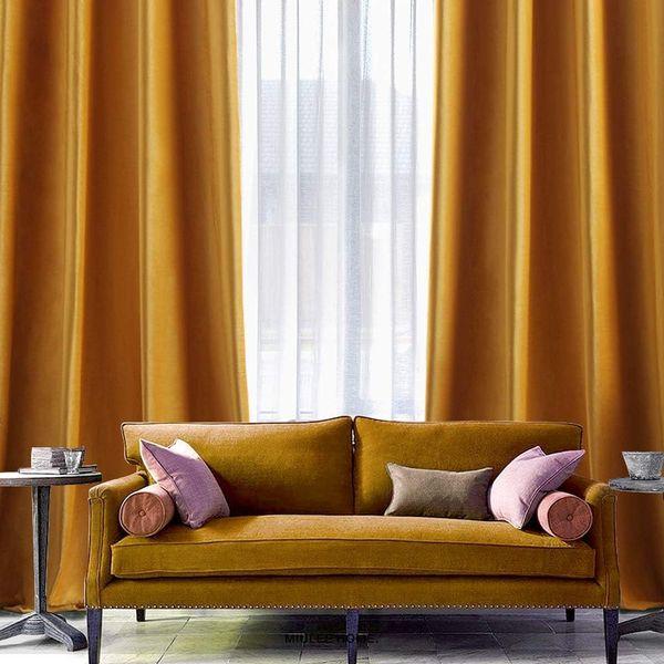 MIULEE Velvet Curtains Mustard Yellow Elegant Eyelet Curtains Thermal Insulated Soundproof Room Darkening Curtains/Drapes for Classical Living Room Bedroom Decor 55 x 88 Inch Set of 2 1