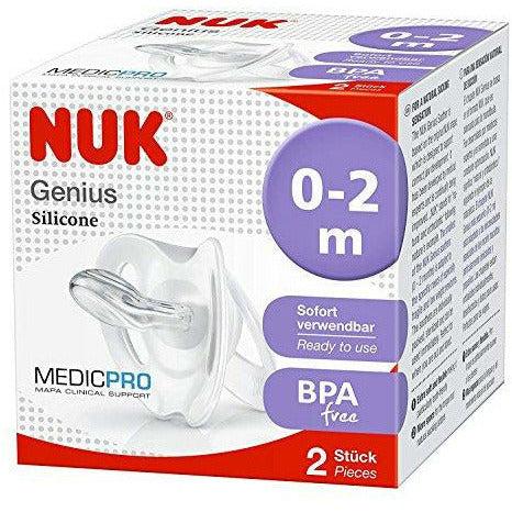 NUK Medic Pro Genius Newborn Dummies, 0-2 months, Silicone, BPA Free, 2 Count 2