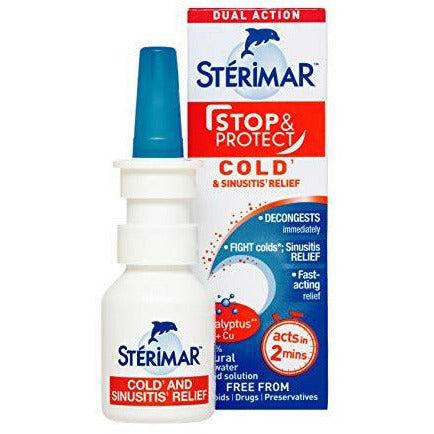 Sterimar Stop & Protect Cold and Sinus Relief- 100% Natural Sea Water Based Nasal Spray with Added Copper and Eucalyptus - 20 ml Can 0