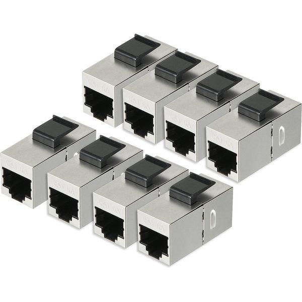 sourcingmap 8 Packs CAT 6a Keystone Jacks, RJ45 Couplers Female to Female Straight Shielded In-Line Cat6A Cable Network Ethernet Module Silver