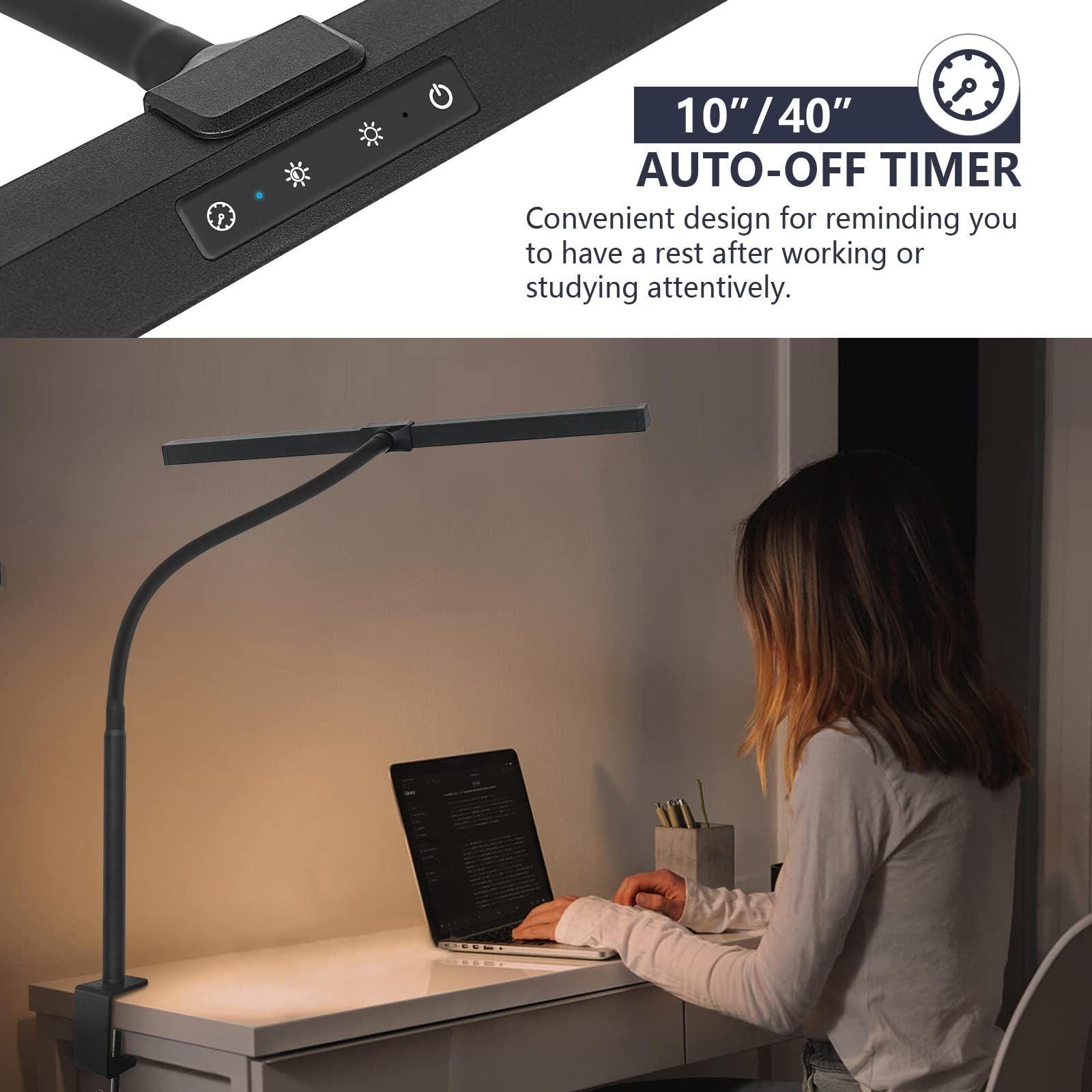 VONCI LED Desk Lamp, Computer Monitor Workbench Lights, 12W 600Lumen Long Swing Arm Table Lamp, Flexible Goose-Neck Clamp with 5 Color Modes 3