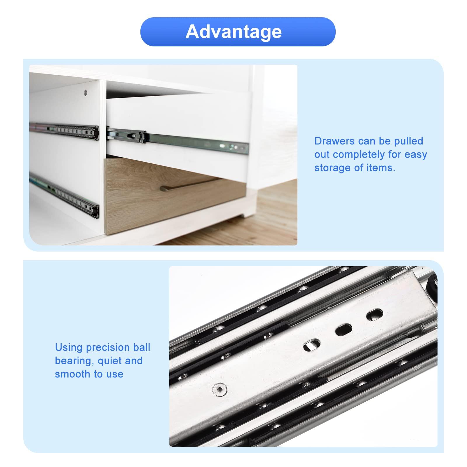 sourcing map Drawer Slides with Lock, 14 Inch Full Extension Side Mount Ball Bearing Locking Rails 120 Kg Load Capacity Locking Drawer Slides for Truck RV Cabinet 4