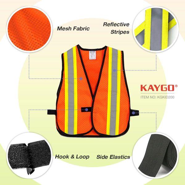 KAYGO 5 Pieces Children High Visibility School Safety Vest Jacket, Hi Vis Vest for Kids Multipack, Children Reflective Vest for School Bike Outdoor Group Activity (Pink, XXS, Age 6-9) 1