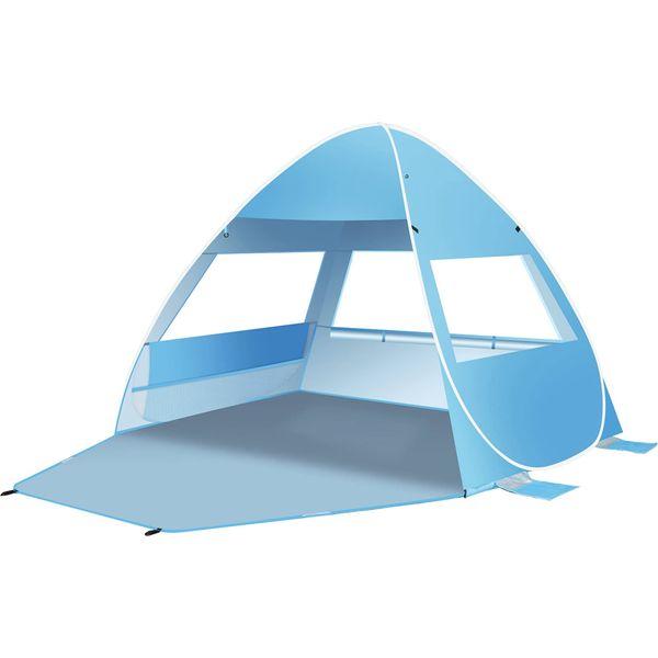 Pop Up Beach Tent for 1-3 Person/2-4 Person, UPF 50+ UV Sun Shelter, Automatic Instant Portable Beach Tent, Sun Shade Shelter with 4 Sides Ventilation Design, Outdoor Pop Up Tent for Family 0