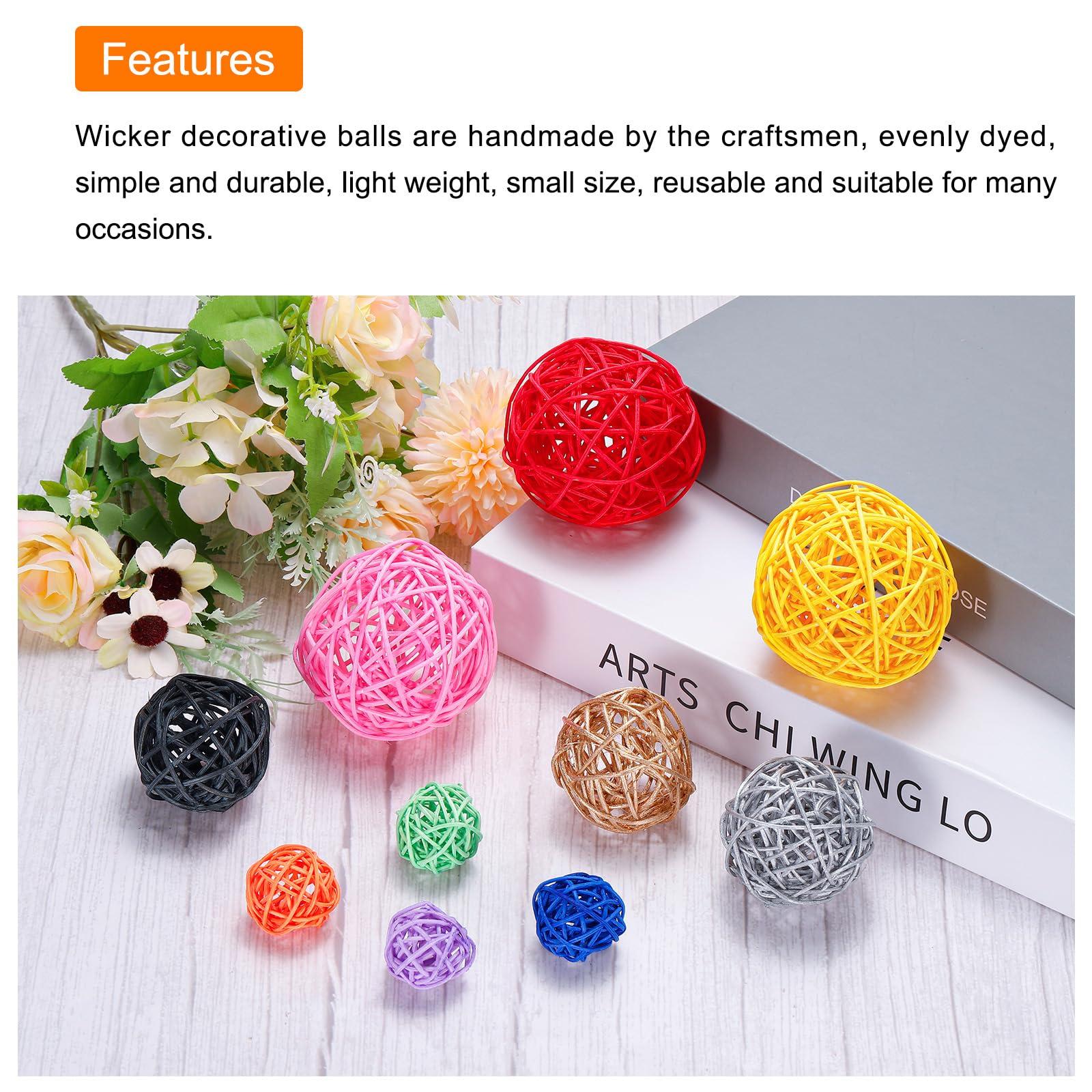 sourcing map 18 Pcs Wicker Rattan Balls Decorative Balls 2.8Inch for Vase Fillers,Wedding,Garden,Hallway Party,Rose 2