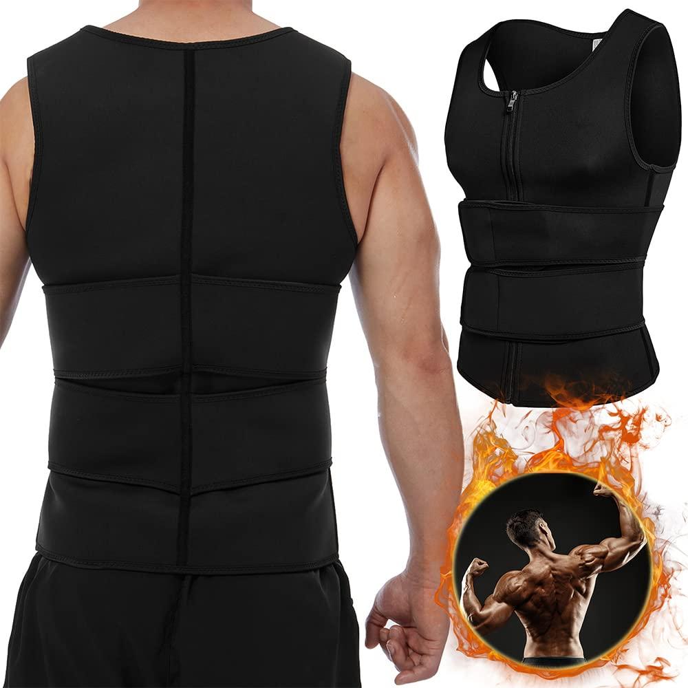 DODOING Men Sweat Vest Sauna Suit Neoprene Waist Trainer Workout Vests with Waist Trimmer Slimming Shirt Tank Top Body Shaper Gym Vest with Zipper 2