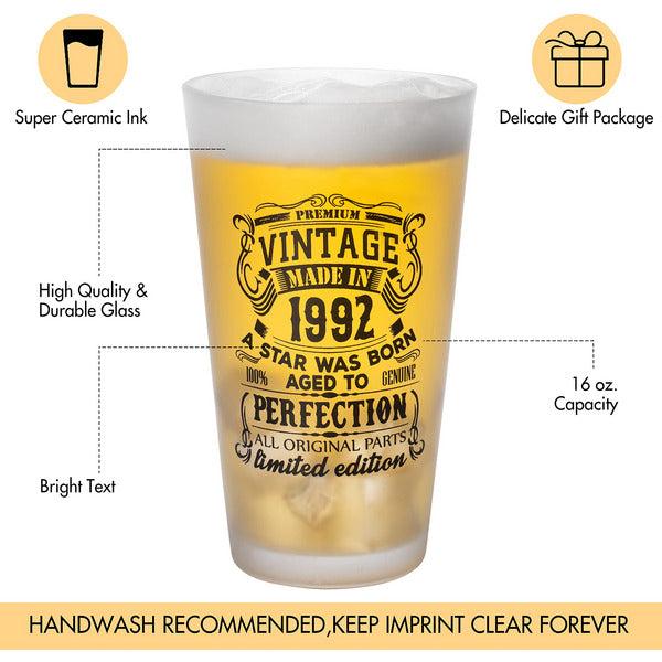 Diversity - 1992 Beer Glass 480ml | 30th Birthday Vintage Beer Pint Glasses | Premium and Durable Personalised Beer Glass for A Crisp Pint | Ideal 30th Gifts 1