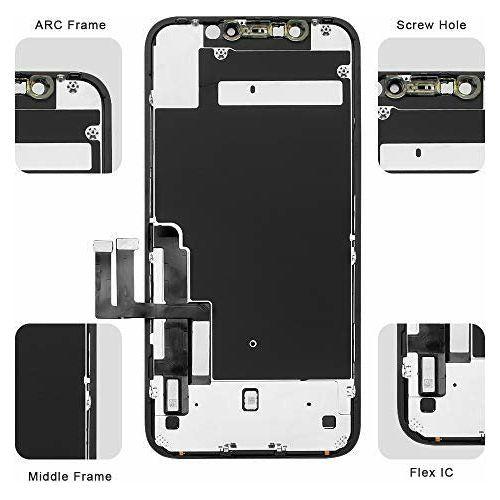 Cino Screen Replacement for iPhone 11 6.1 Inch, Digitizer Assembly 3D Touch Replacement Screen with Waterproof Frame Adhesive Sticker, Repair Tool Kits and Tempered Glass Protector 1