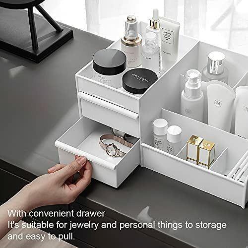 Desktop Cosmetics Storage Box Drawers,BAFFECTÂ® Makeup Organizer Drawers Division Office Desk Organizer Makeup Organizer for Bedroom Bathroom Office(White) 4