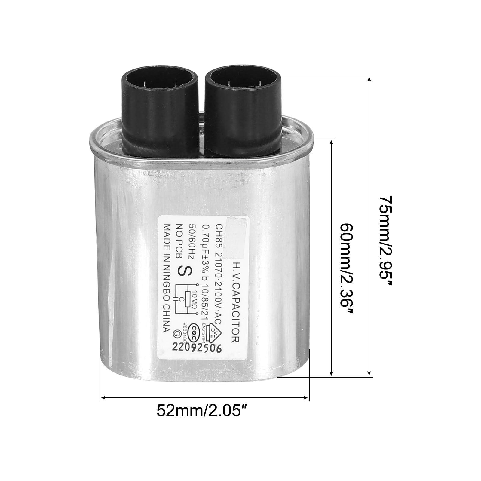 sourcing map Microwave Capacitor Replacement High Voltage Oven Capacitor 2100VAC 0.70uf Pack of 2 1