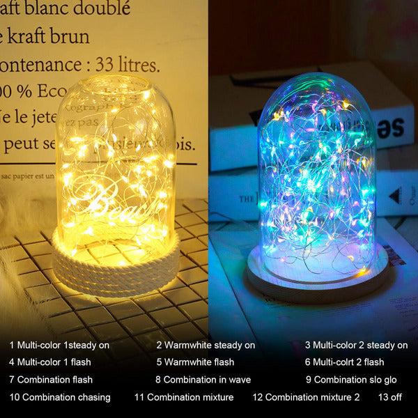 Ariceleo 4 Packs Fairy Lights Battery Powered, 5M 50 Led Silver Wire Warm White & Multi-Colour Battery Operated Twinkle String Lights with Timer Remote Control for Outdoor, Christmas, Wedding, Bedroom 1