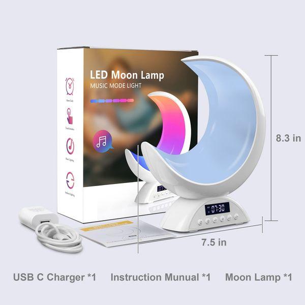 KuPro Moon Table Lamp, RGB Color Changing Mood Light, 19 Scene Lighting Effects + 8 Music Mode Lights, with Time Display and Alarm Setting, Valentines Day Gift Ideas (Corded Electric) 4