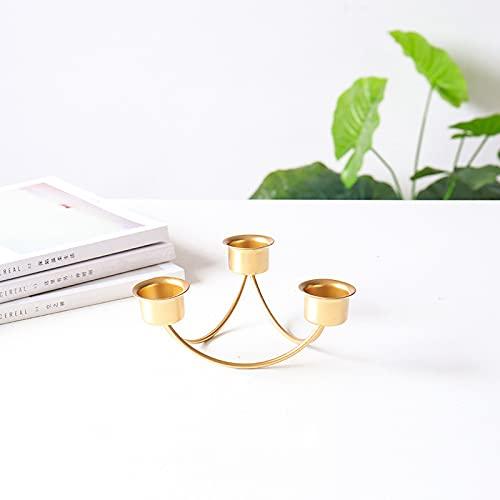 Hosoncovy 3 Arms U Shape Metal Candlestick Holder Candle Stand Decorative Candle Holder Taper Candle Holder for Table Wedding Party Home Decoration (Gold) 3