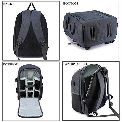 Selighting Camera Backpack Waterproof DLSR Rucksack Bag Shockproof SLR Case with Tripod Holder and USB Charging Port 1