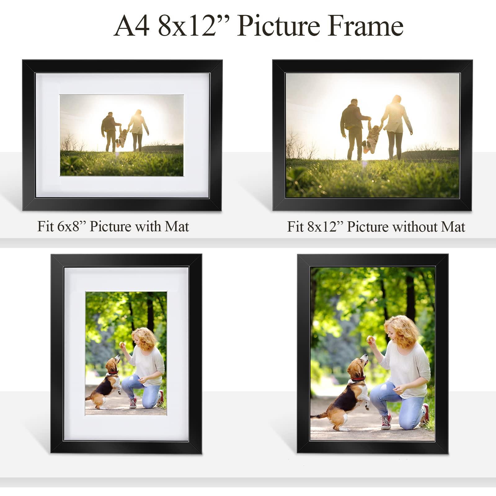 Nacial Set of 2 Black A4 Photo Frames Modern Design, Home Décor A4 Picture Frames For Pictures/Photos/Posters, A4 Frame With Mount For A5 Photo, with Freestanding Bracket and Mounted Hook 3