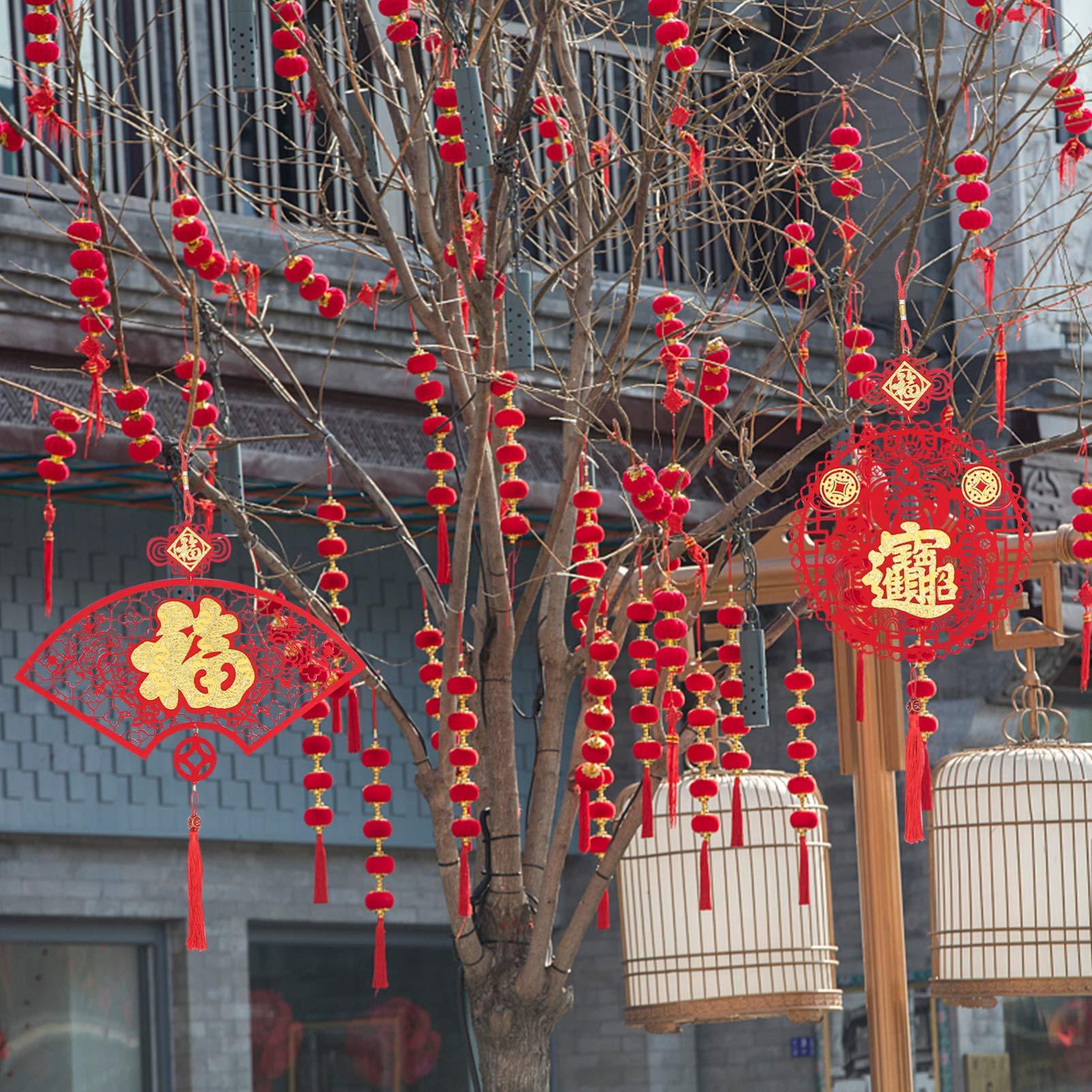 Happyyami 2Pcs Chinese New Year Hanging Ornament Traditional Red Knot Fu Good Lucky Oriental Pendant for Spring Festival 2022 New Year of The Tiger Decorations 6