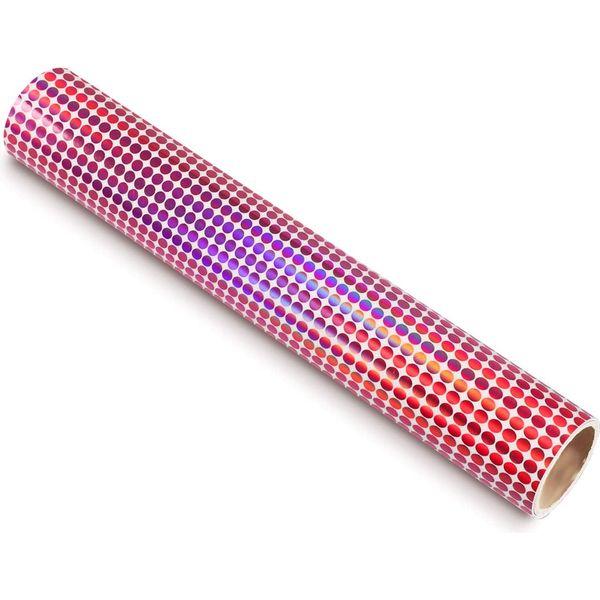 TECKWRAP Holographic Mosaic Rainbow Chrome Vinyl 1ft x 5ft, Circle Rosered 1