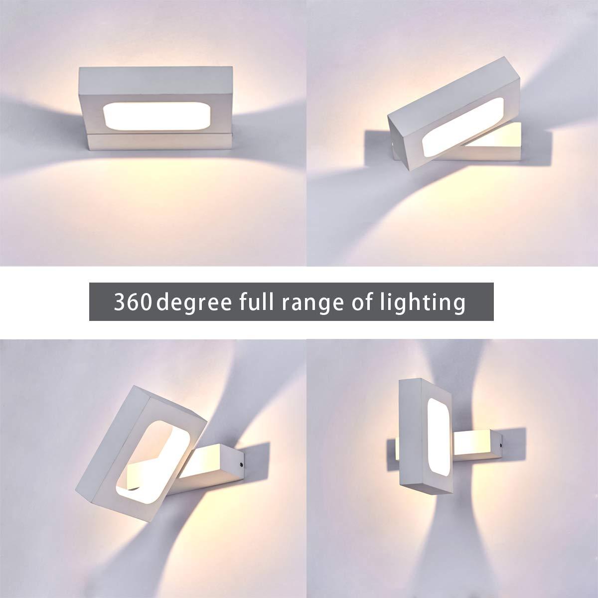 HAOFU LED Indoor Wall Lamp, Bedroom Wall Light with Warm/Natural/White Light, 360 ° Rotate, Wall Lamp for Living Room Corridor Stairs 2