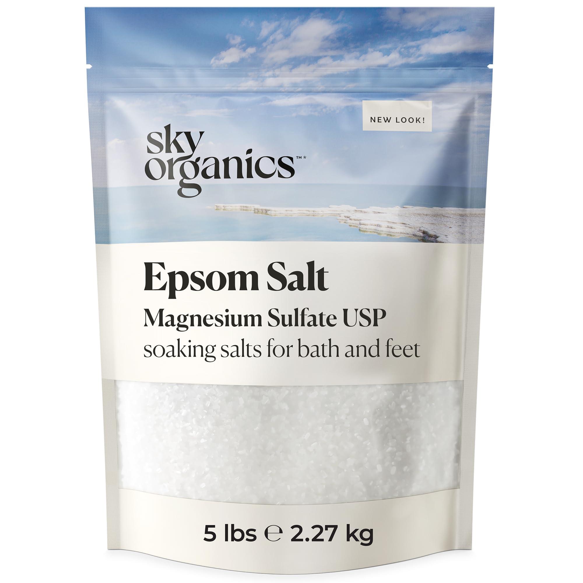 Sky Organics Epsom Salt for Body to Soak, Soothe & Refresh, 5 Oz.