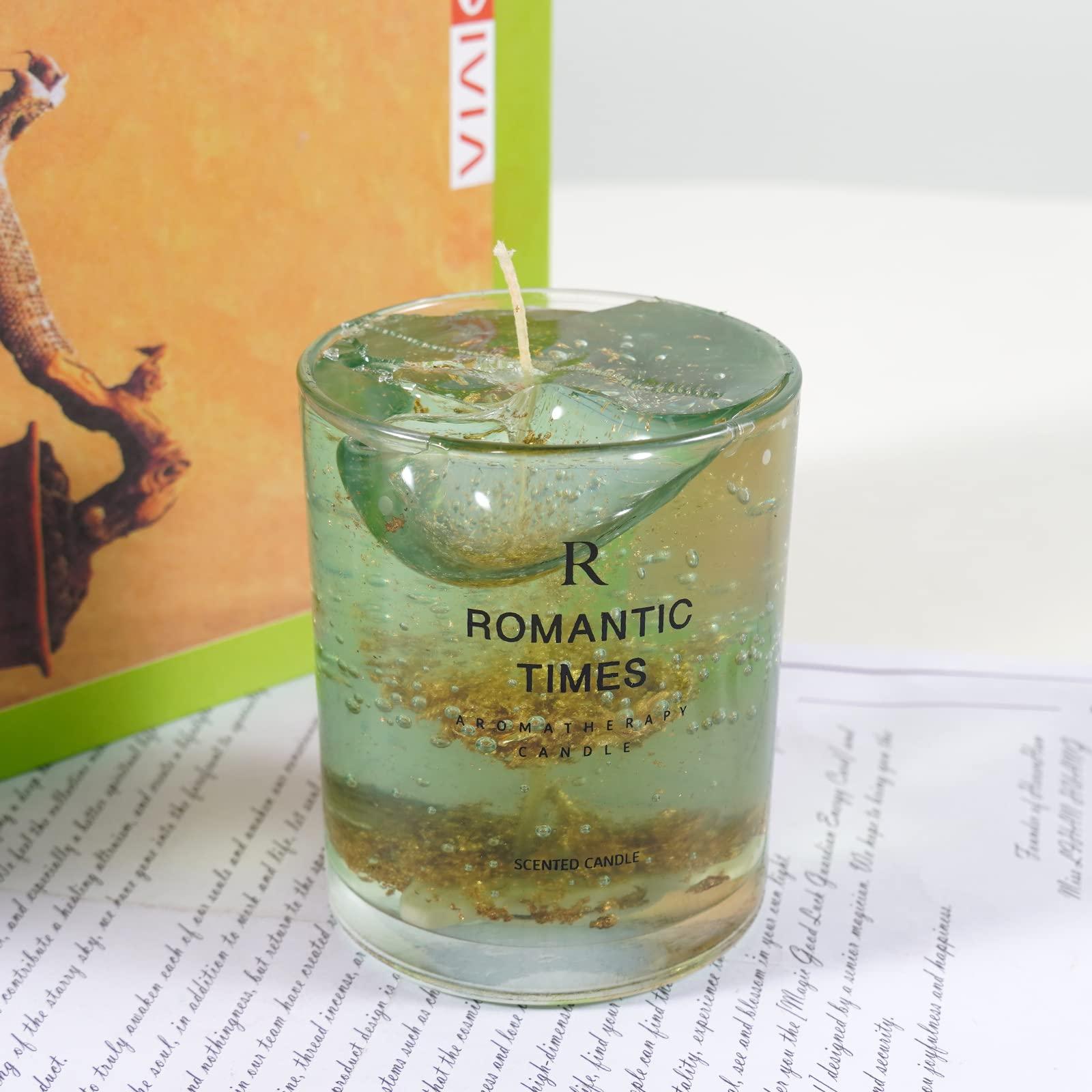 Soulnioi Glass Scented Candle Romantic Time Earl Tea and Cucumber Fruity for Relaxation Birthday Souvenir Home Decoration Gifts（7x8.5cm） 2