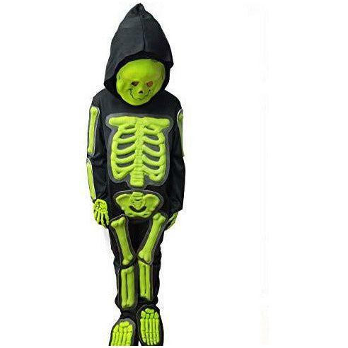 IKALI Kids Halloween Skeleton Costume, 3D Glow in the Dark Bone Jumpsuit 6pcs For Age 7-8 Years 2