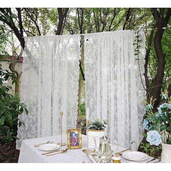 Aspthoyu White Net Curtains 2 Pcs Patterned Voile Curtains Lace Curtain for Windows, Curtain Panels with 2 Ties for Decorate Home Garden Party Wedding, W150cm x H180cm 2