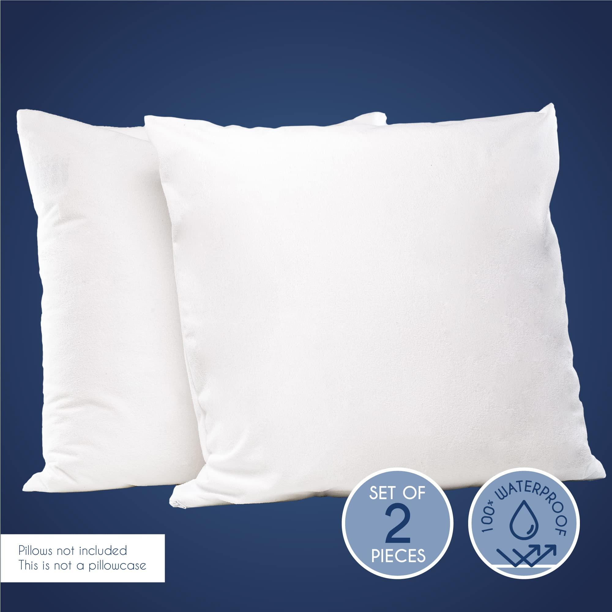 Dreamzie - Pack of 2 Pillow Protector Waterproof with Zipper - For Pillows 40 x 70 cm - White Cotton Outer Cover Oeko Tex® - Breathable, Hypoallergenic, Anti-Dust Mite, Anti-Bacterial 1