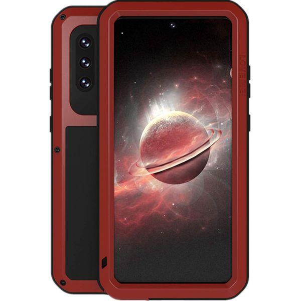 LOVE MEI Galaxy A72 Case, Built-in Tempered Glass Outdoor Sports Military Aluminum Alloy Protective Metal Shockproof Bumper Heavy Duty Cover Case for Samsung Galaxy A72 (Red) 0