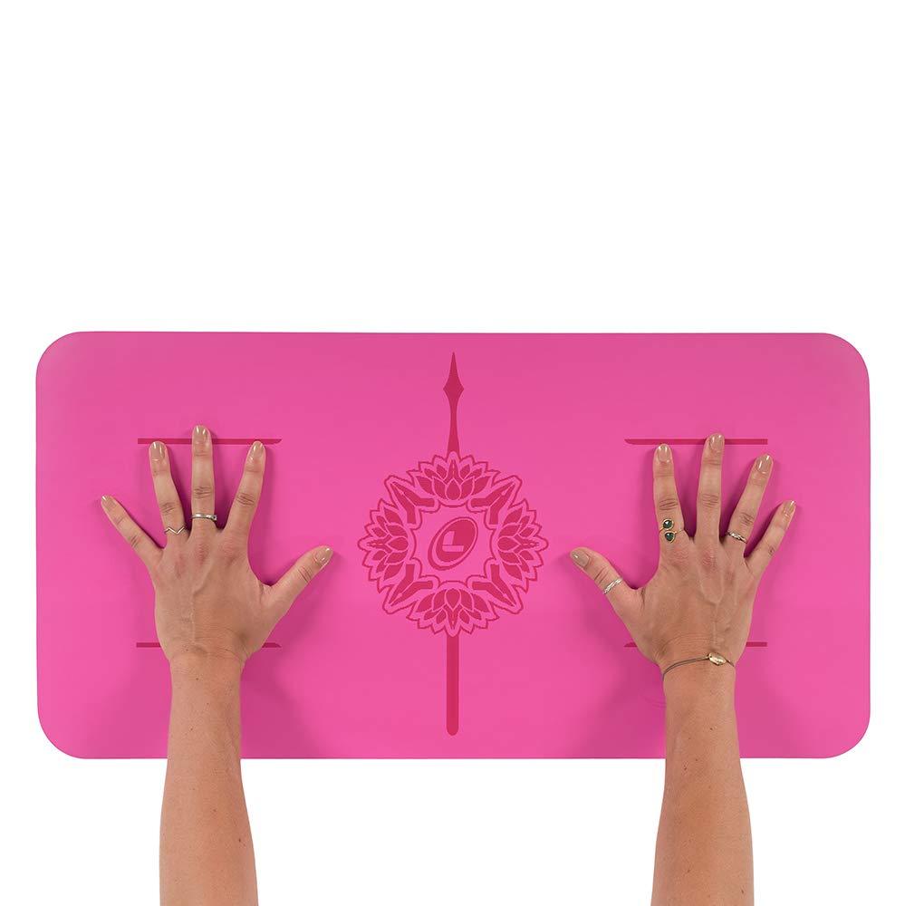 Liforme Yoga Pad - Free Yoga Bag, Eco-Friendly and Non Slip Yoga Knee Pad, Elbows and Hands, Biodegradable & Warrior-Like Grip Yoga Mat with The Unique Alignment System - Gratitude Edition - Pink 2