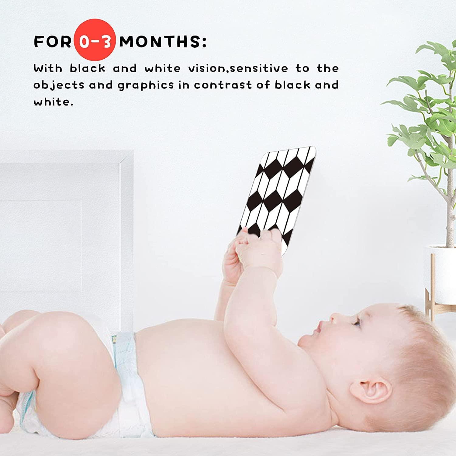 Richgv 160 Pages Black White Colorful High Contrast Baby Flash Cards. Baby Sensory Toys 0-3-6-12-36 months. 20pcs*4packs Visual Stimulation Cards. Early Development Toys. Newborn Infant Baby Toy Gift 2