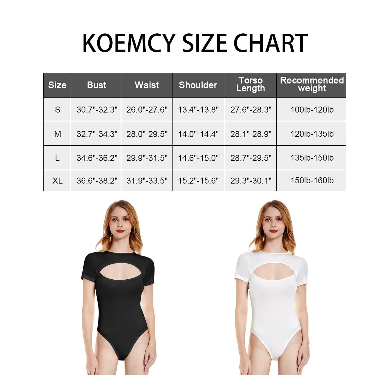 KOEMCY Bodysuit for Women Sexy Cutout Front T Shirt Women's Shaping Bodysuit Slim Fit Stretchy Short Sleeve Leotard Jumpsuit Tops (Black,M) 1