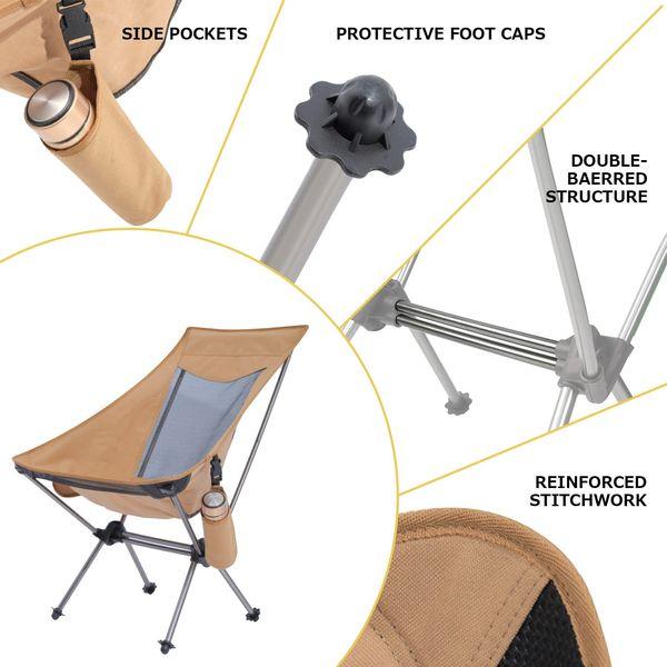 MLA Folding Camping Chairs, LAMA Lightweight Camping Chairs, Portable Collapsible Packable Camp Chair, Compact Backpacking Camp Chairs with Carry Bag for Outdoor, Camp, Fishing, Hiking, Beach, Picnic 4