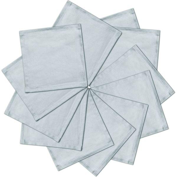 linendo Linendo Linen Cocktail Napkins 15 x 15 cm (6 x 6 Inch) Baby Blue - Set of 12 Pack, 100% Linen Dinner Durable Cloth Coasters with Hemmed Edges, Perfect for Party, Beverage,Dessert, Coffee 0