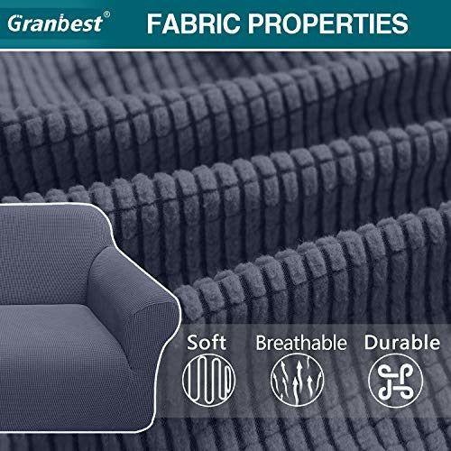 Granbest High Stretch Sofa Covers 3 Seater Super Soft Stylish Couch Covers for Dogs Pets Cats Jacquard Spandex Non Slip Sofa Slipcover for Living Room Furniture Protector (3 Seater, Gray) 3