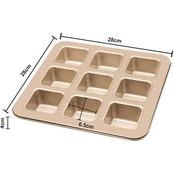 Bread Baking Trays Mini Square Petite Loaf Pan Brownie Cake Mold Blondie Baking Tin Muffin Pan Non-Stick Bite-Size Mold 9 Cavity For Chocolate Truffles Bread Muffin Loaf Brownie Cornbread Cheesecake 2