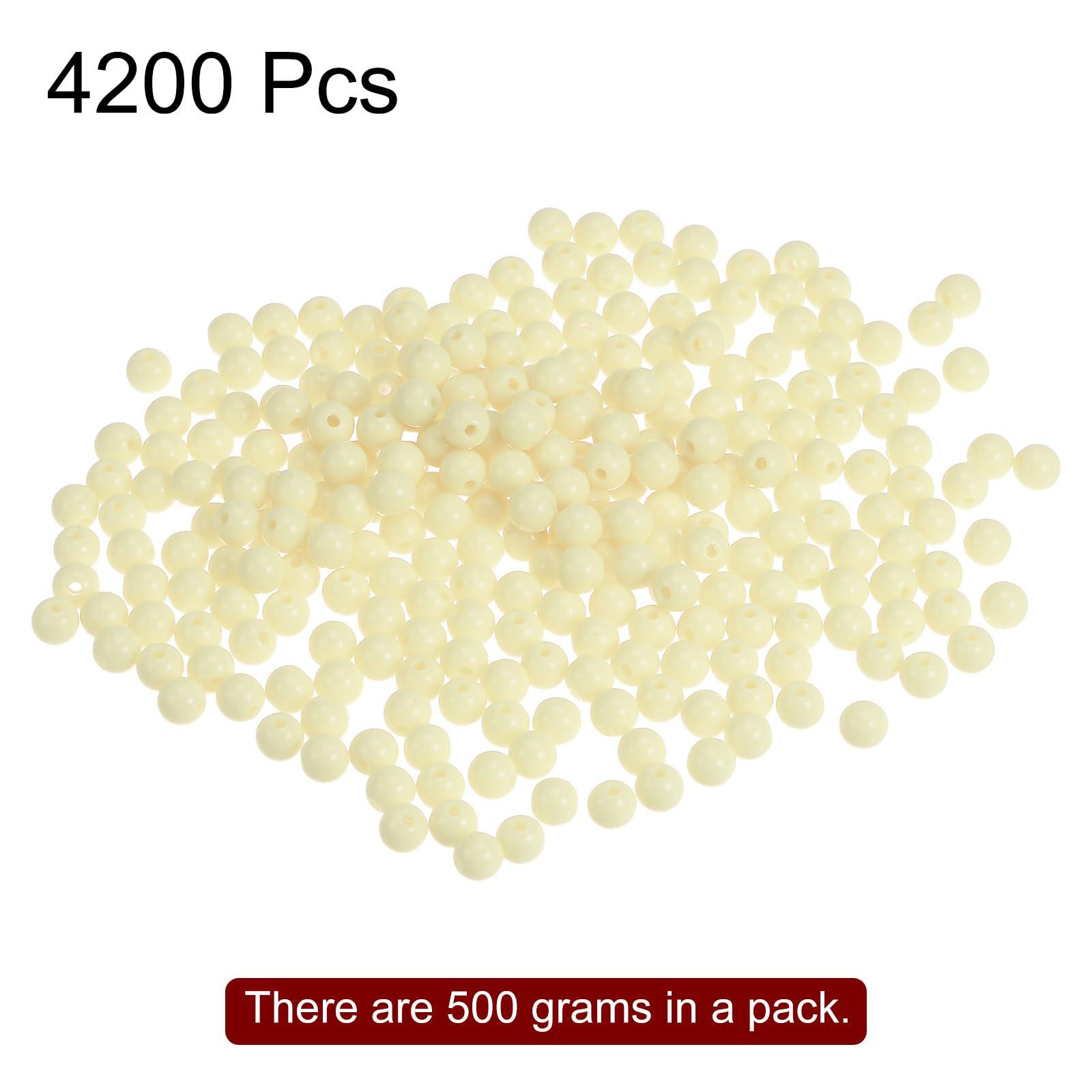 sourcing map 4200pcs Acrylic Round Beads 6mm Loose Bubble Craft Bead Assorted Candy Color for DIY Bracelet Earring Necklace Jewelry Making, Cream 2