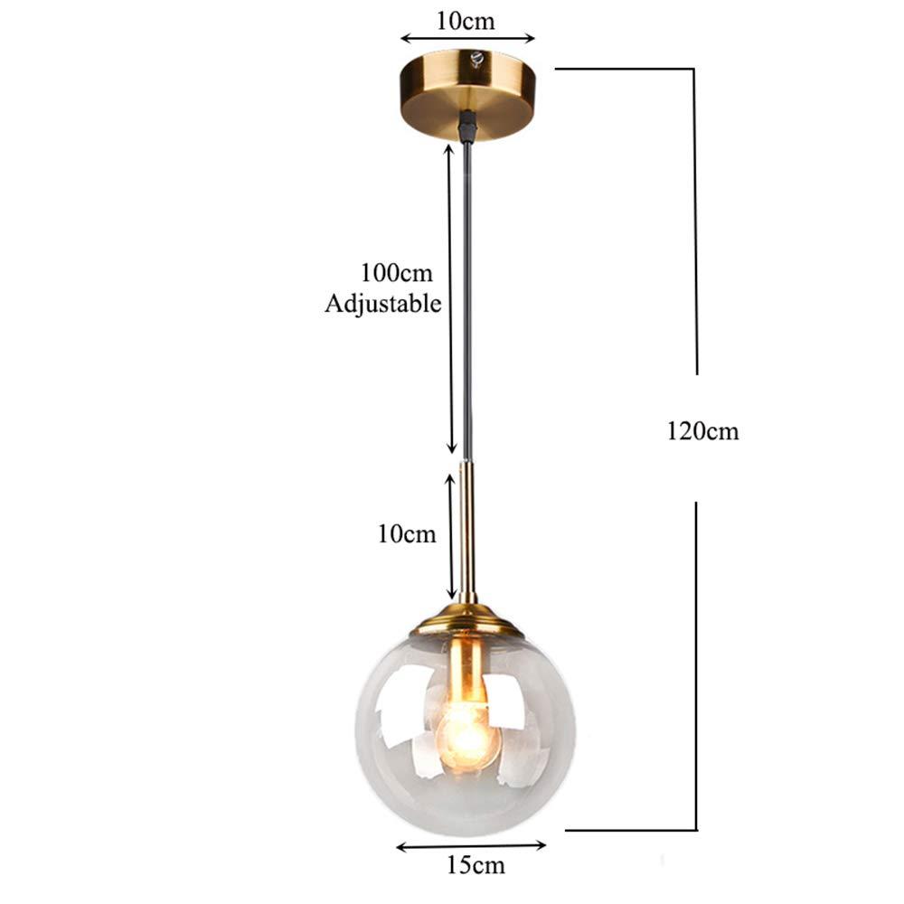 MZStech Industrial Retro Loft Glass Globe Pendant Light, Cluster Chandelier Hanging Lamp Fixture Brass Fittings (Clear) 1