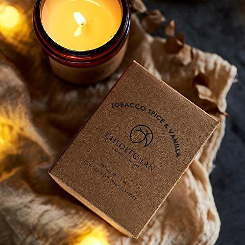 Chloefu LAN Tobacco, Spice & Vanilla Scented Candles Sets Luxury Soy Jar Candle 200g|45 Hour Long Lasting Highly Scented Best Gifts for Men All-Natural Soy Wax Candle Gifts for Women and Men 2 Pack 3