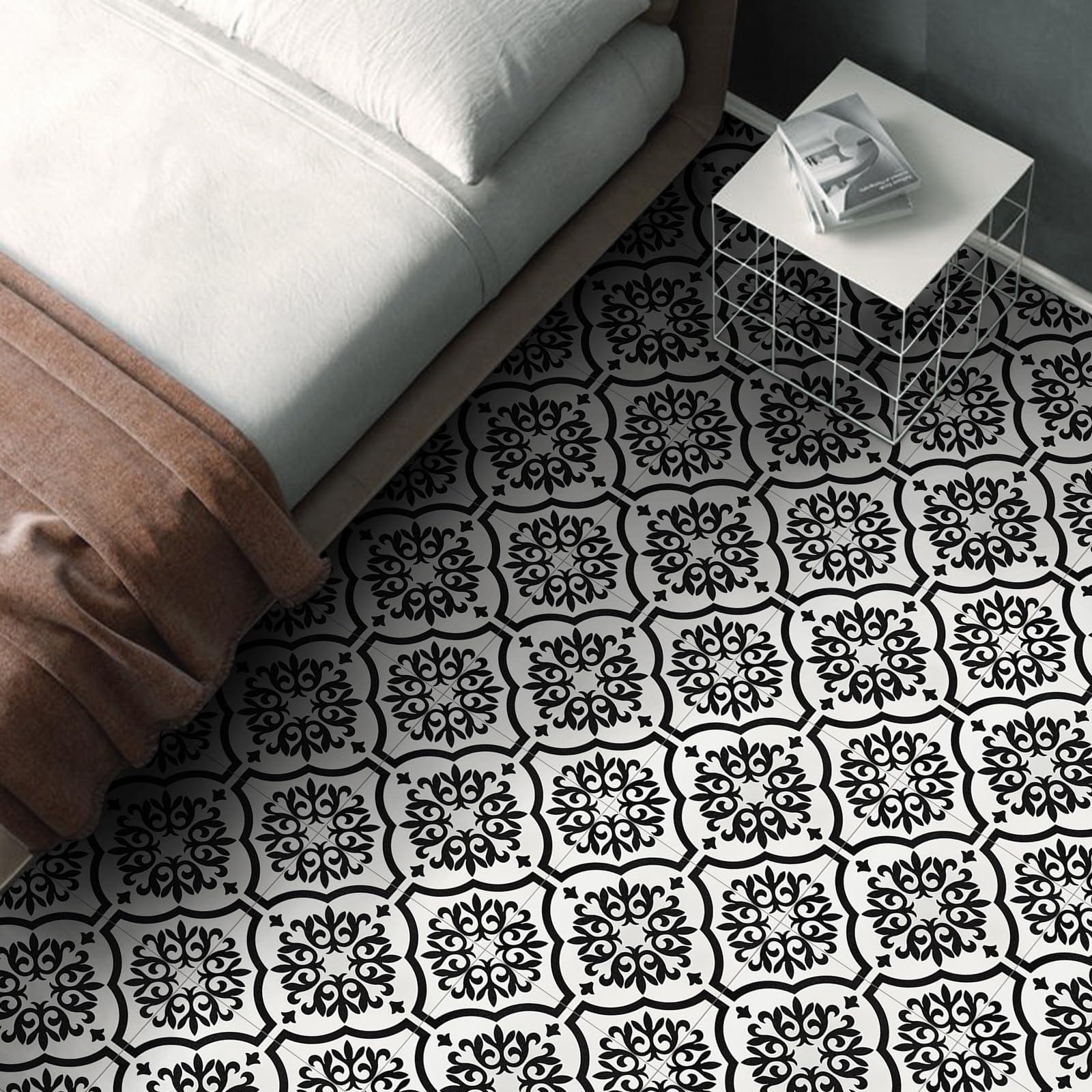 Peel and Stick Floor Tiles Self Adhesive Floor Tile, Vinyl Flooring Waterproof, Lino Flooring for Bathroom Kitchen Living Room DIY Flooring 30x30cm 8pcs(11.8 x 11.8 inches) 2