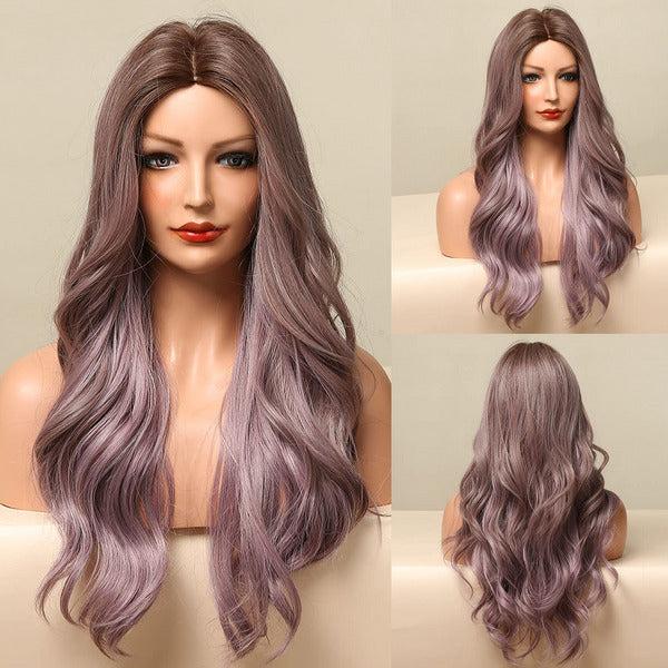 Long Thick Wavy Wig Ombre Blonde Wigs with Middle Part for Women,Heat Resistant Synthetic Fiber Wigs for Daily Use/Party/Cosplay(24Inch) 2